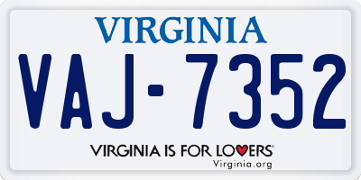 VA license plate VAJ7352