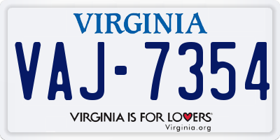 VA license plate VAJ7354