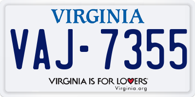 VA license plate VAJ7355