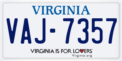 VA license plate VAJ7357