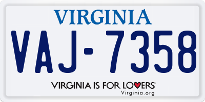 VA license plate VAJ7358