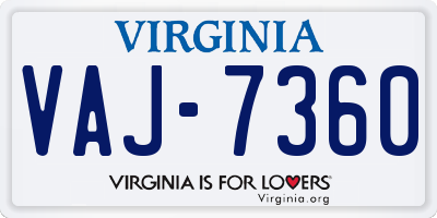 VA license plate VAJ7360