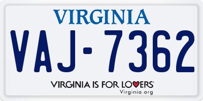 VA license plate VAJ7362