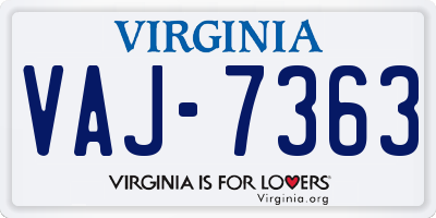 VA license plate VAJ7363