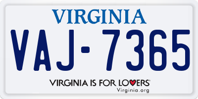 VA license plate VAJ7365