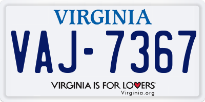 VA license plate VAJ7367