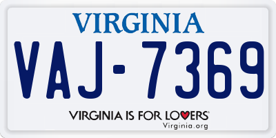 VA license plate VAJ7369