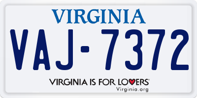 VA license plate VAJ7372
