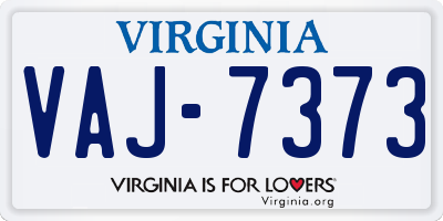 VA license plate VAJ7373