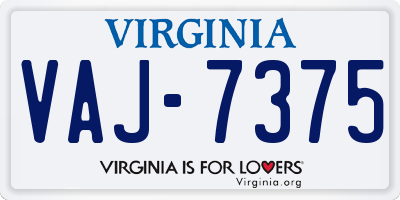 VA license plate VAJ7375