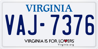 VA license plate VAJ7376