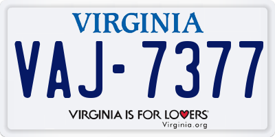 VA license plate VAJ7377