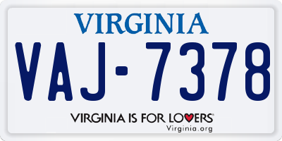 VA license plate VAJ7378