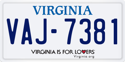 VA license plate VAJ7381