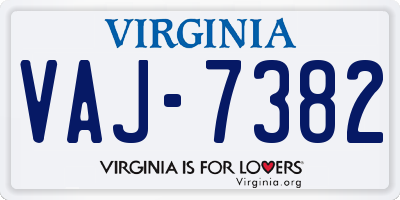 VA license plate VAJ7382