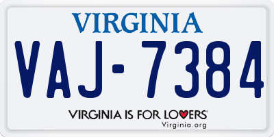 VA license plate VAJ7384