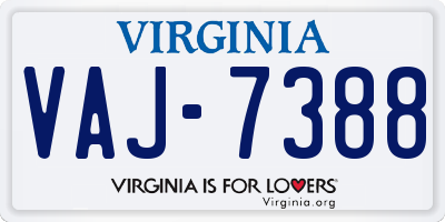 VA license plate VAJ7388