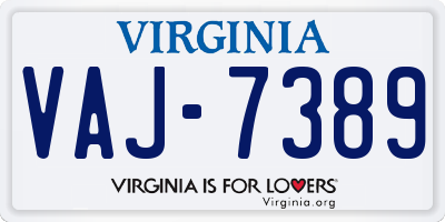 VA license plate VAJ7389