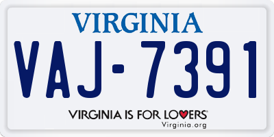VA license plate VAJ7391