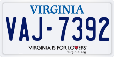 VA license plate VAJ7392