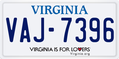 VA license plate VAJ7396