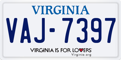 VA license plate VAJ7397