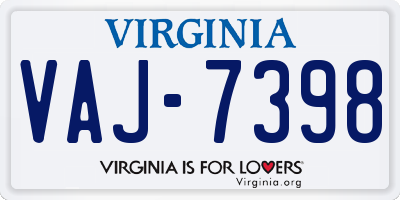 VA license plate VAJ7398