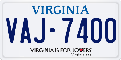 VA license plate VAJ7400