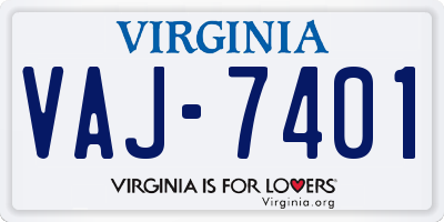 VA license plate VAJ7401