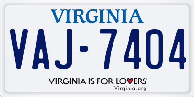 VA license plate VAJ7404
