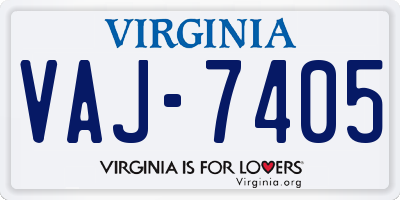 VA license plate VAJ7405