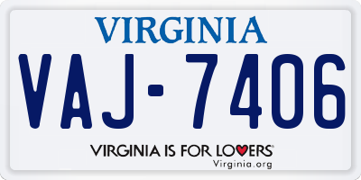 VA license plate VAJ7406
