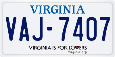 VA license plate VAJ7407