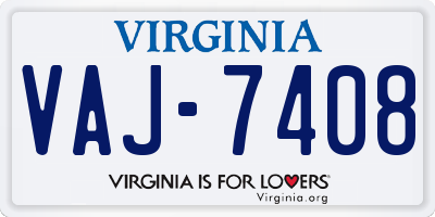 VA license plate VAJ7408