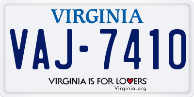 VA license plate VAJ7410