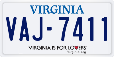 VA license plate VAJ7411