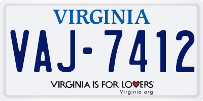 VA license plate VAJ7412