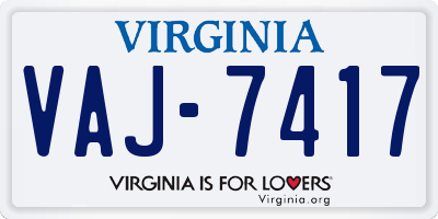 VA license plate VAJ7417