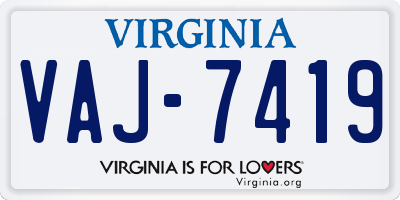 VA license plate VAJ7419