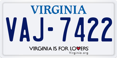 VA license plate VAJ7422
