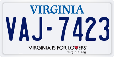 VA license plate VAJ7423