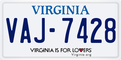 VA license plate VAJ7428