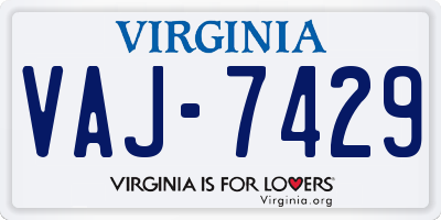 VA license plate VAJ7429