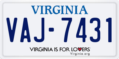 VA license plate VAJ7431