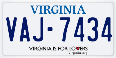 VA license plate VAJ7434