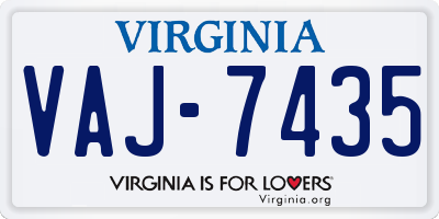 VA license plate VAJ7435