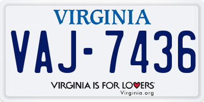 VA license plate VAJ7436