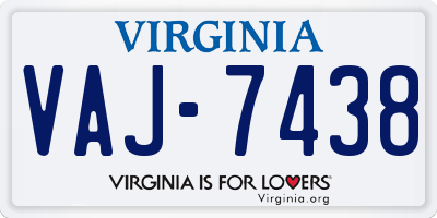 VA license plate VAJ7438