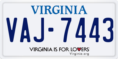 VA license plate VAJ7443