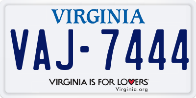 VA license plate VAJ7444